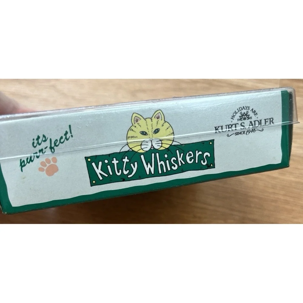 Vintage Kurt Adler Kitty Whiskers Christmas Ornament Sewing Cat NEW in Box